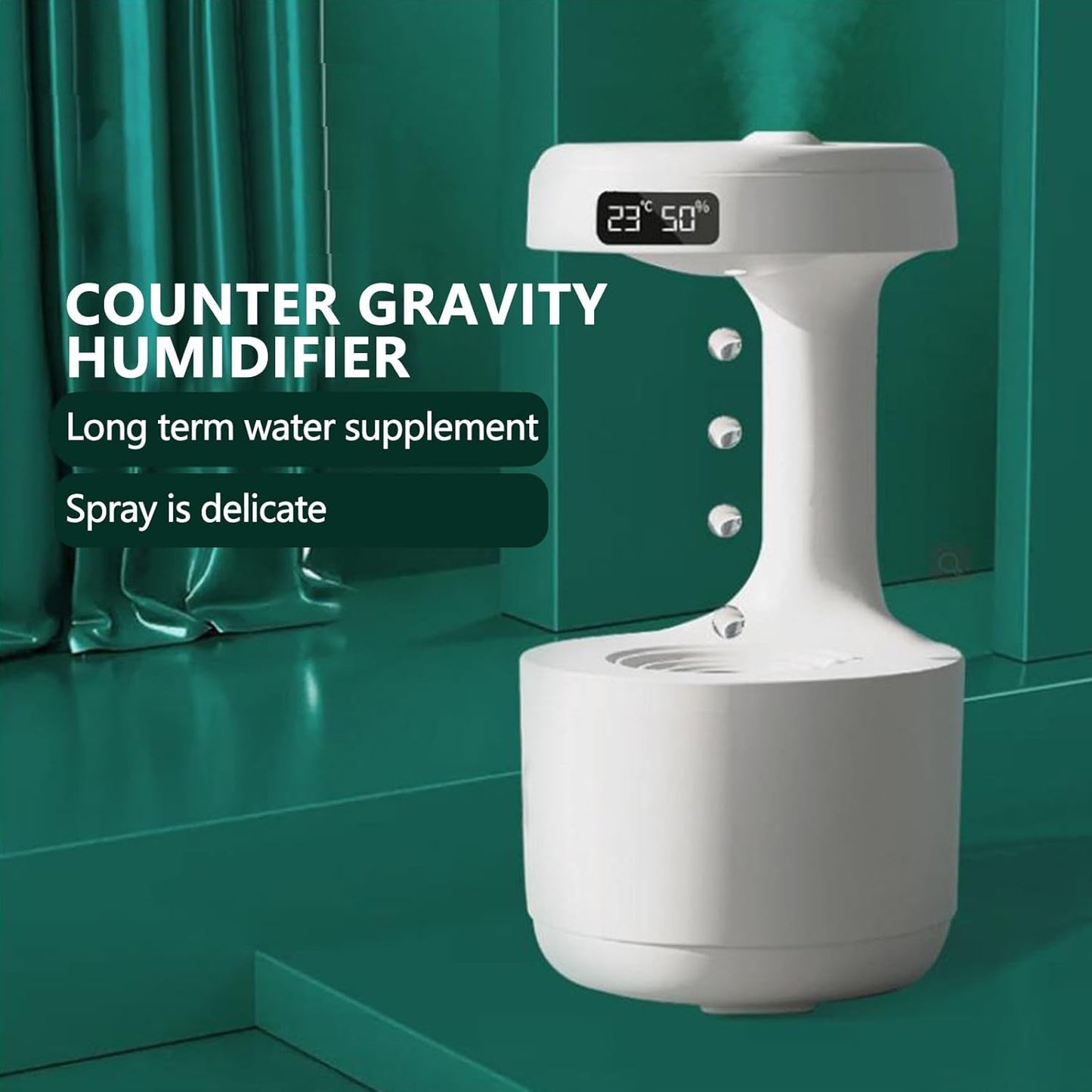 Humidifier for room aroma diffuser for home fragrance Effective Cold & Cough Relief cool air purifier moisture with clock, Anti-Gravity, LED 24-Hrs Time Display-Portable for Bedroom (White)