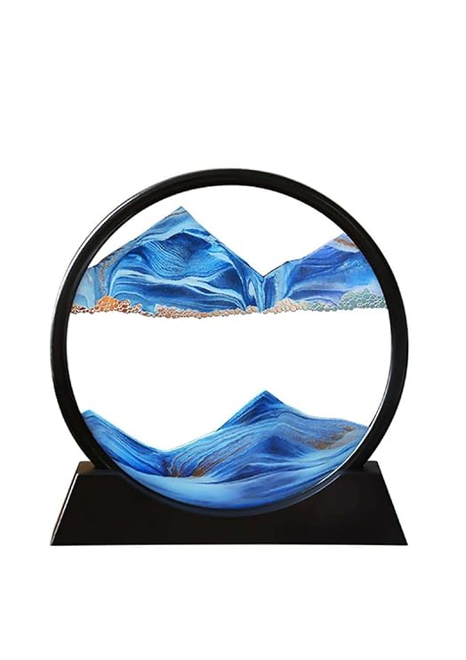 Moving Sand Art Picture Glass Liquid Painting 3D Natural Landscape showpieces for Home Decor Antique Gifts for Kids Office Desktop Decoration Desk Table Decorative Items