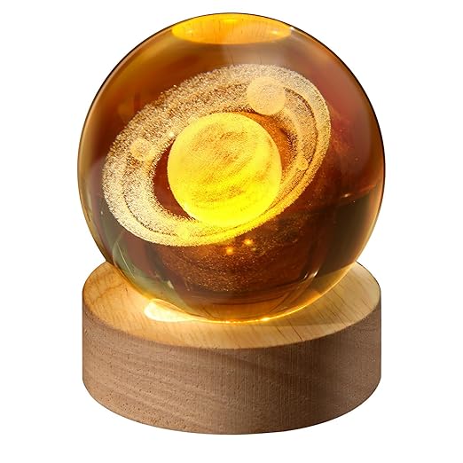 3D Galaxy Crystal Ball Night Light, Crystal Lamp for Bedroom Decor, Ideal Birthday Gift for Teens Boys and Girls, Galaxy Model(Multi Design)(1Pcs)