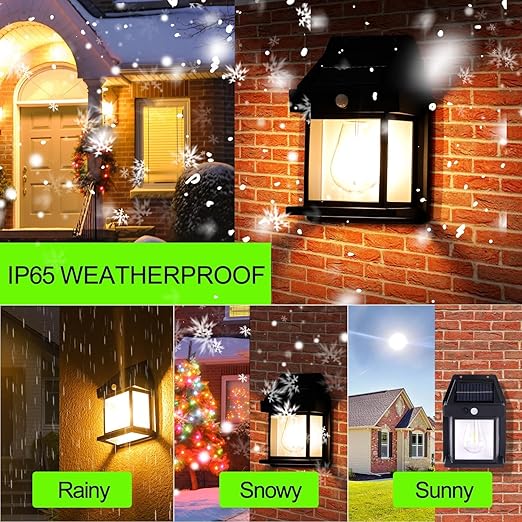 Solar Wall Lights Outdoor, Wireless Dusk to Dawn Porch Lights Fixture, Solar Wall Lantern with 3 Modes & Motion Sensor, Waterproof Exterior Lighting with Clear Panel for Entryway Front Door